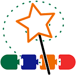 A wand with Scratch Junior coding blocks. Coding for kids icon.