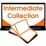 orange monitor with book in the front, computer lessons for middle school icon