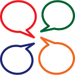 four call out bubbles, classroom debate icon