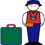 tourist with camera and luggage